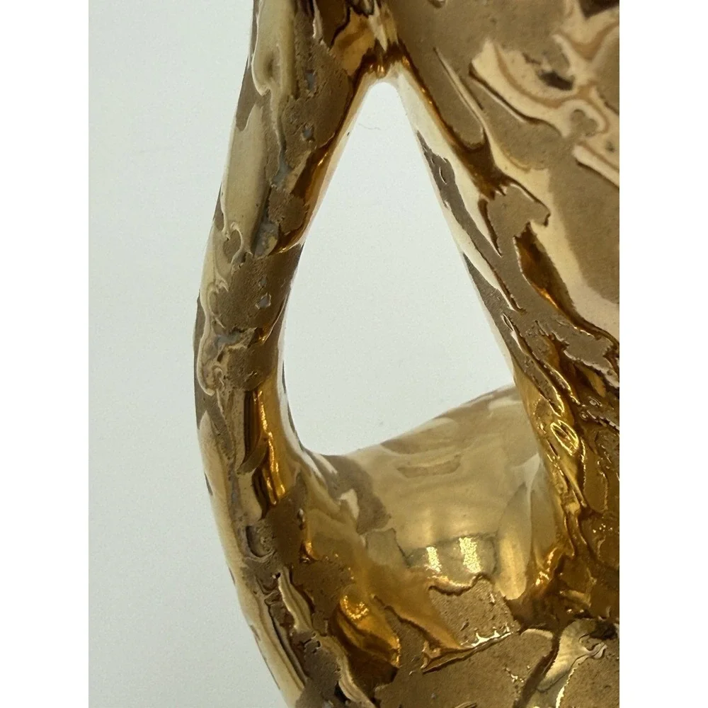 24  KT Weeping Gold Textured Ceramic Vase Glossy‎ Finish Made in U.S.A.